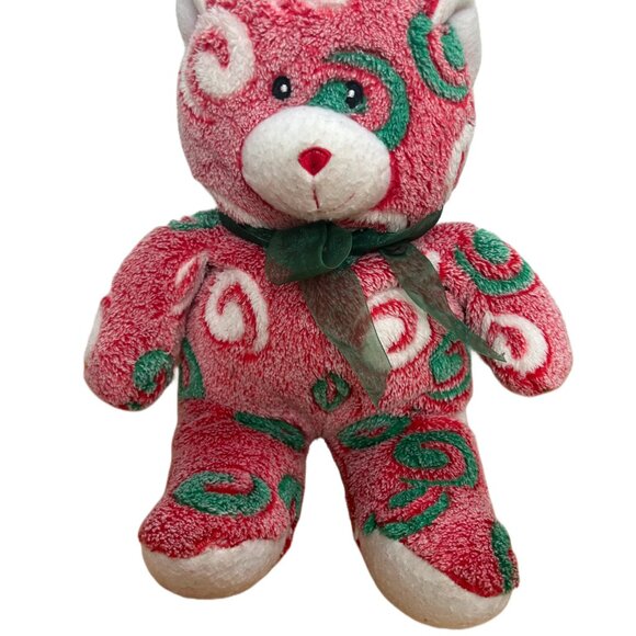 CANDY CANE COLORED TEDDY BEAR STUFFED ANIMAL 15 1/2" LONG - Picture 5 of 7